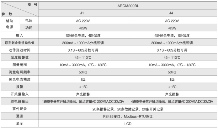 厂家直销安科瑞面板安装电气火灾探测器ARCM200BL-J4 14路剩余电流
