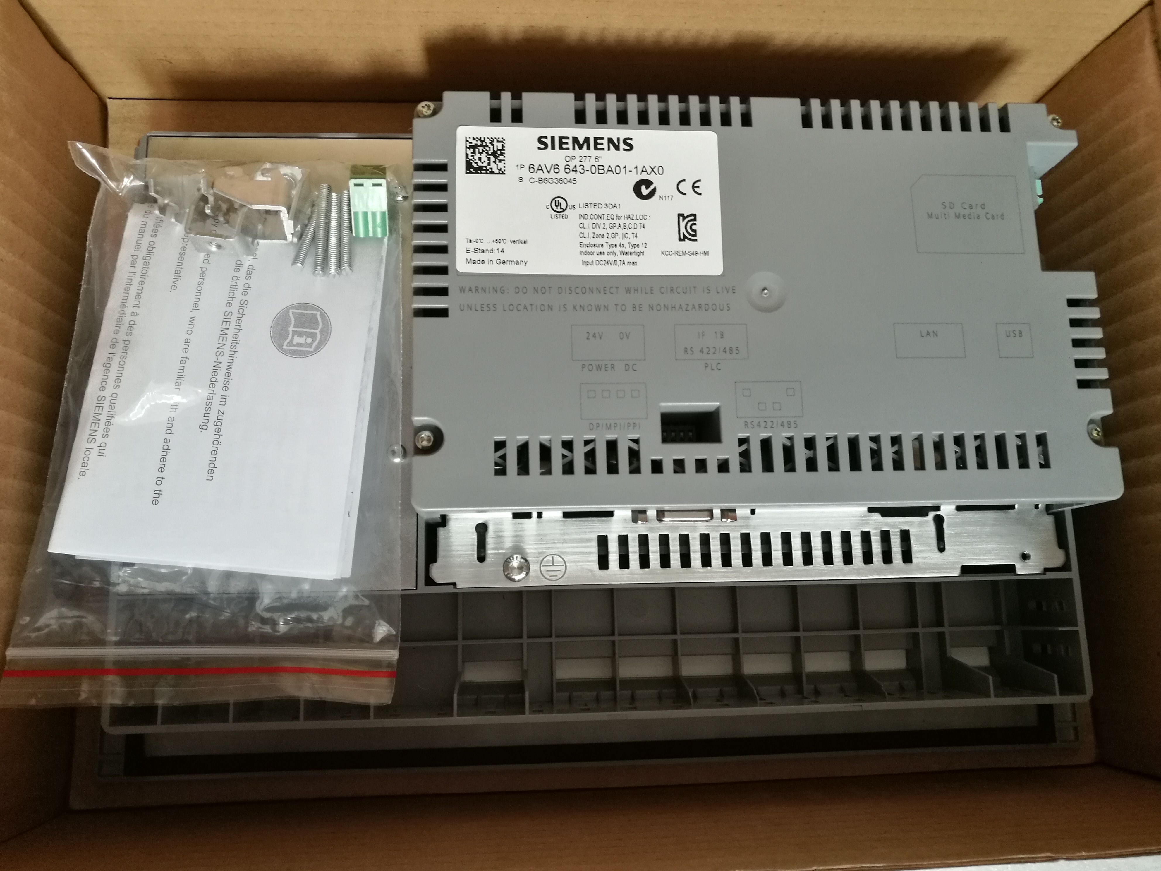 西门子 SIEMENS 触摸屏HMI 6AV6643-0BA01-1AX0 现货 SIMATIC PANEL