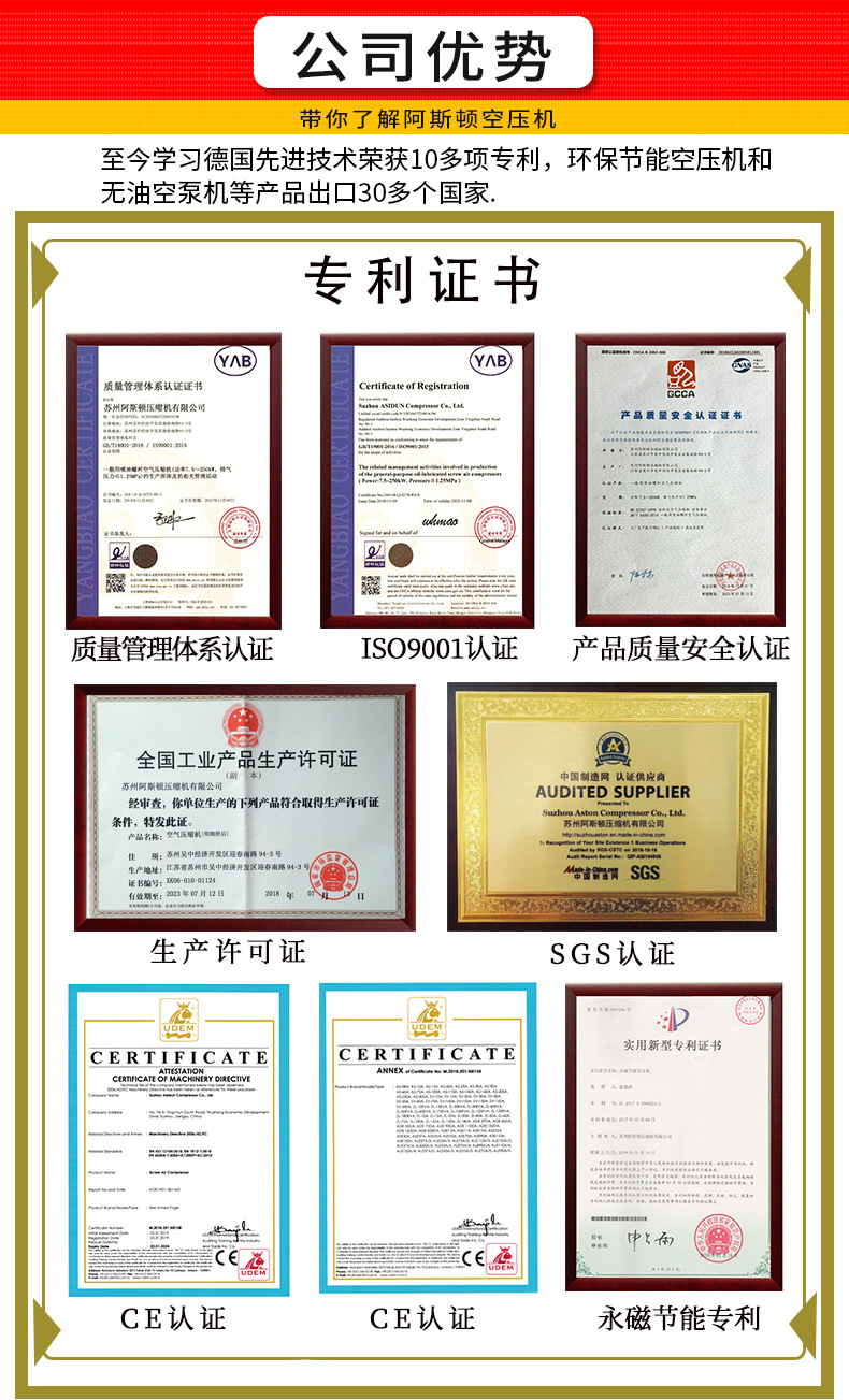 阿斯顿空压机促销螺杆空压机苏州22KW永磁变频空压机现货OEM加工