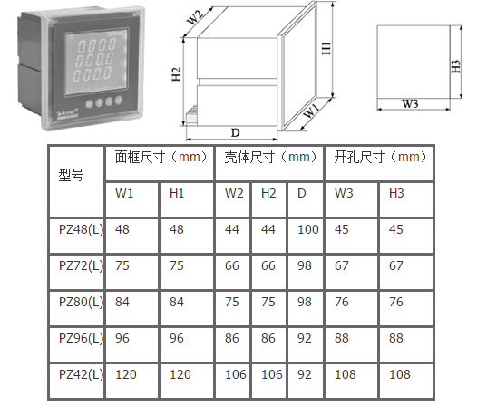 安科瑞PZ72L-E4/C三相多功能电表 液晶显示485通讯380V 5A 3P4W 三相多功能电力仪表,安科瑞,PZ72L-E4