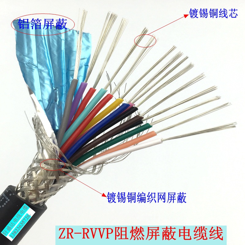 UL认证美标屏蔽线2464-22AWG/2/3/4/5/6/7/8芯正标镀锡铜屏蔽线