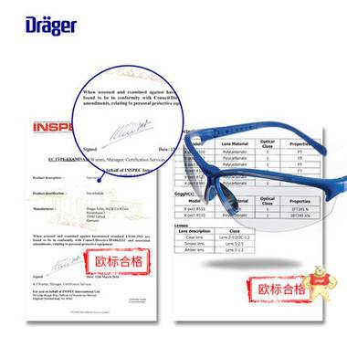 德尔格8340安全防护眼镜劳保打磨防飞溅实验室护目镜防雾风沙灰尘 