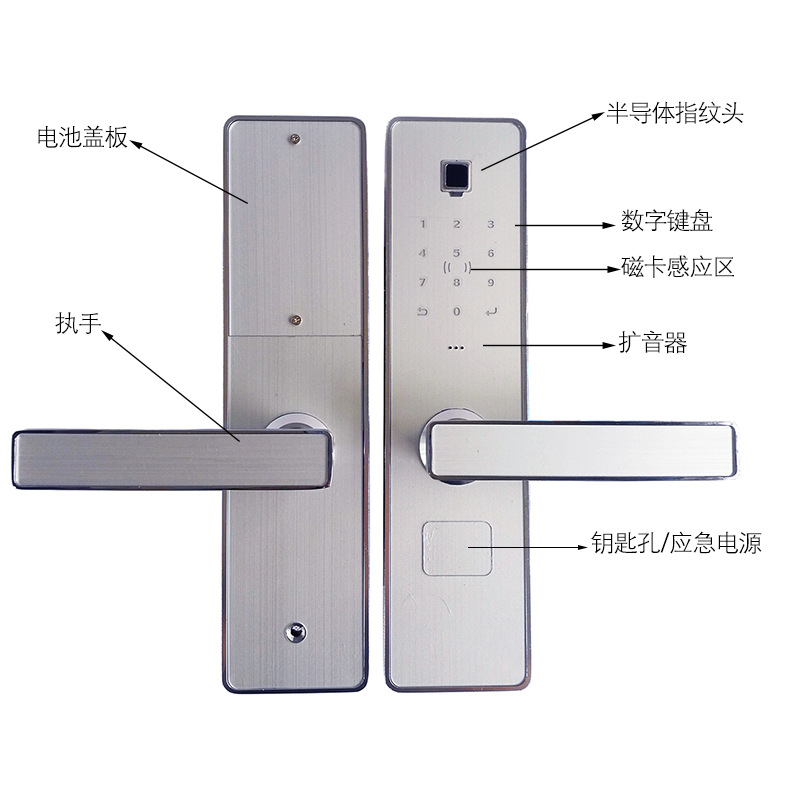 指纹锁oem钛合金酒店公寓指纹锁 酒店工程门锁游行短租房刷卡锁
