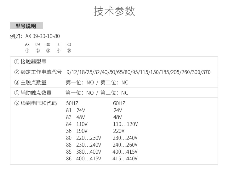 ABB-AX18-30-10-80*220-230V50Hz/230-240V60Hz-接触器 接触器技术参数,接触器主要特点,3极接触器