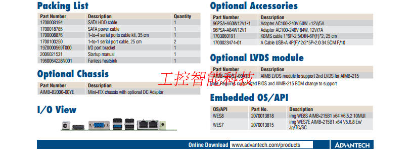 研华 AIMB-215 B1 工业母板 Mini-ITX主板J1900处理器工控机主板