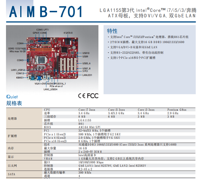 研华AIMB-701 AIMB-701VG AIMB-701G2 LGA1155 带DVI/VGA质保两年
