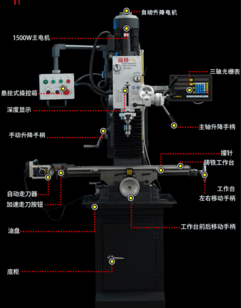 福赛FS-45S多功能钻铣床价格钻铣床价格,可升降多功能钻铣床,铣床功能,铣床价格