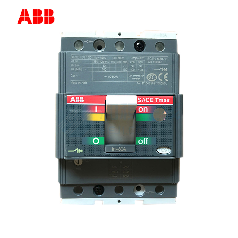 ABB 塑壳断路器组合含(断路器: T2S160 TMD80/800 FF 3P+窄舌端头 25M6-NT-6) 断路器,空开,塑壳