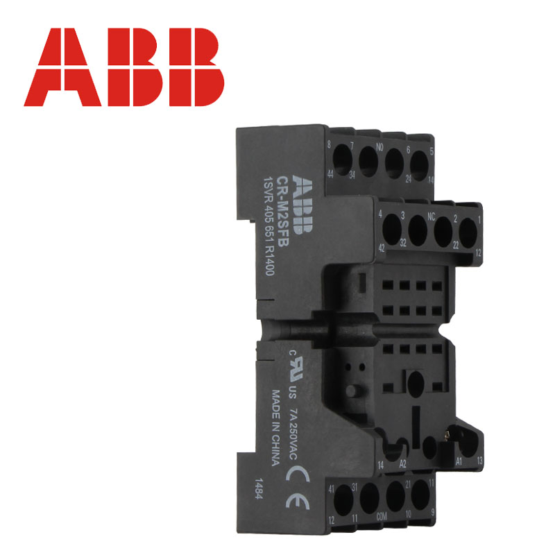 ABB CR中间继电器底座 用于2c/o (SPDT) 继电器,宽度30 mm,可插功能模块 CR-M2SFB 中间继电器底座,继电器插座,中间继电器插座