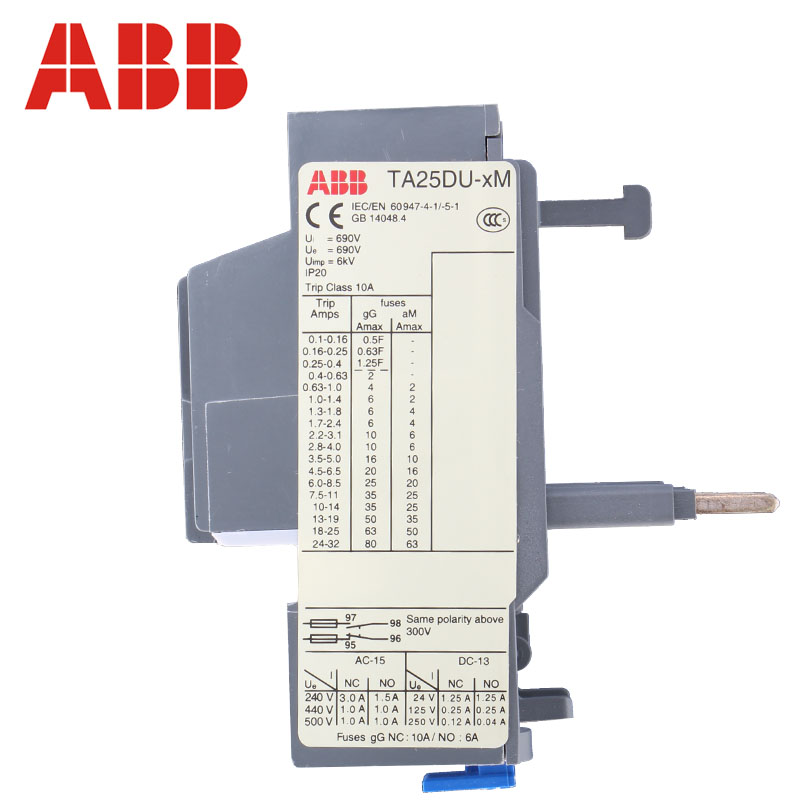 ABB热过载继电器TA25DU-6.5M低压交流热过载保护器继电器 ABB,热过载继电器,TA25DU-6.5M,低压交流热过载保护器继电器