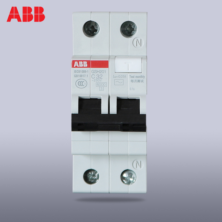 ABB漏电保护器空气开关断路器空开开关1P+N32A漏电保护GSH201-C32- 断路器,微断,小型断路器