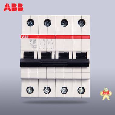 ABB断路器380V三相四线空气开关4P16A四极空开开关SH204-C16- SH204-C16,空开,断路器