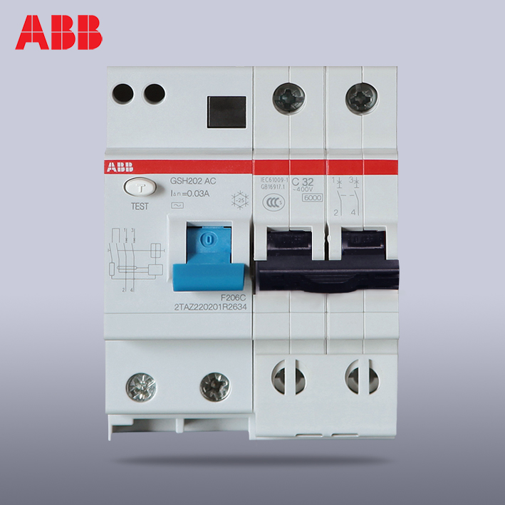ABB触电保护器空气断路空开开关双极2P32A漏电保护器GSH202-C32- GSH202-C32,断路器,空开