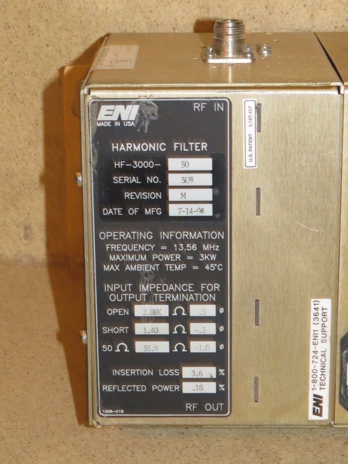 ENI harmonic滤波器型号HF-3000-50 大量供应 原装正品 
