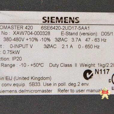 西門子6SE6420-2UD17-5AA1微控制器 庫(kù)存 