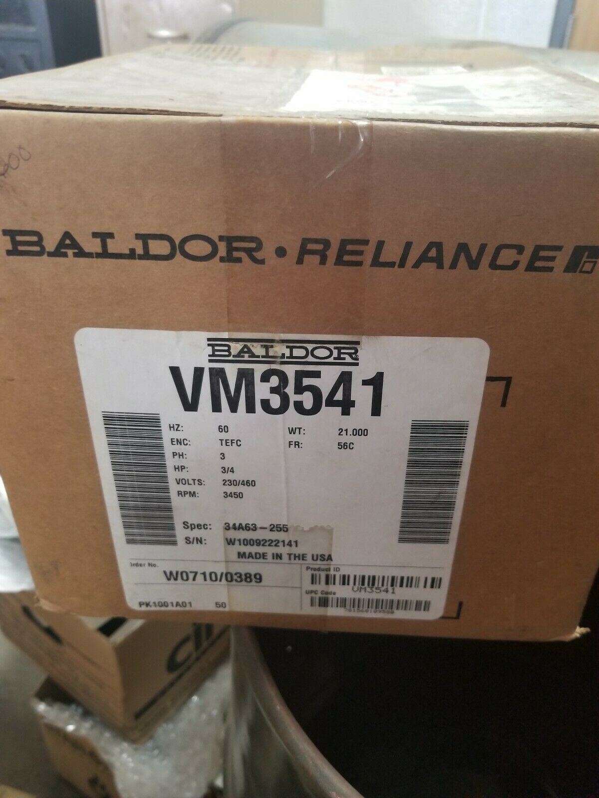 Baldor Reliance Vm3541 Electric Motor 3/4hp, 3 Ph, 60hz 