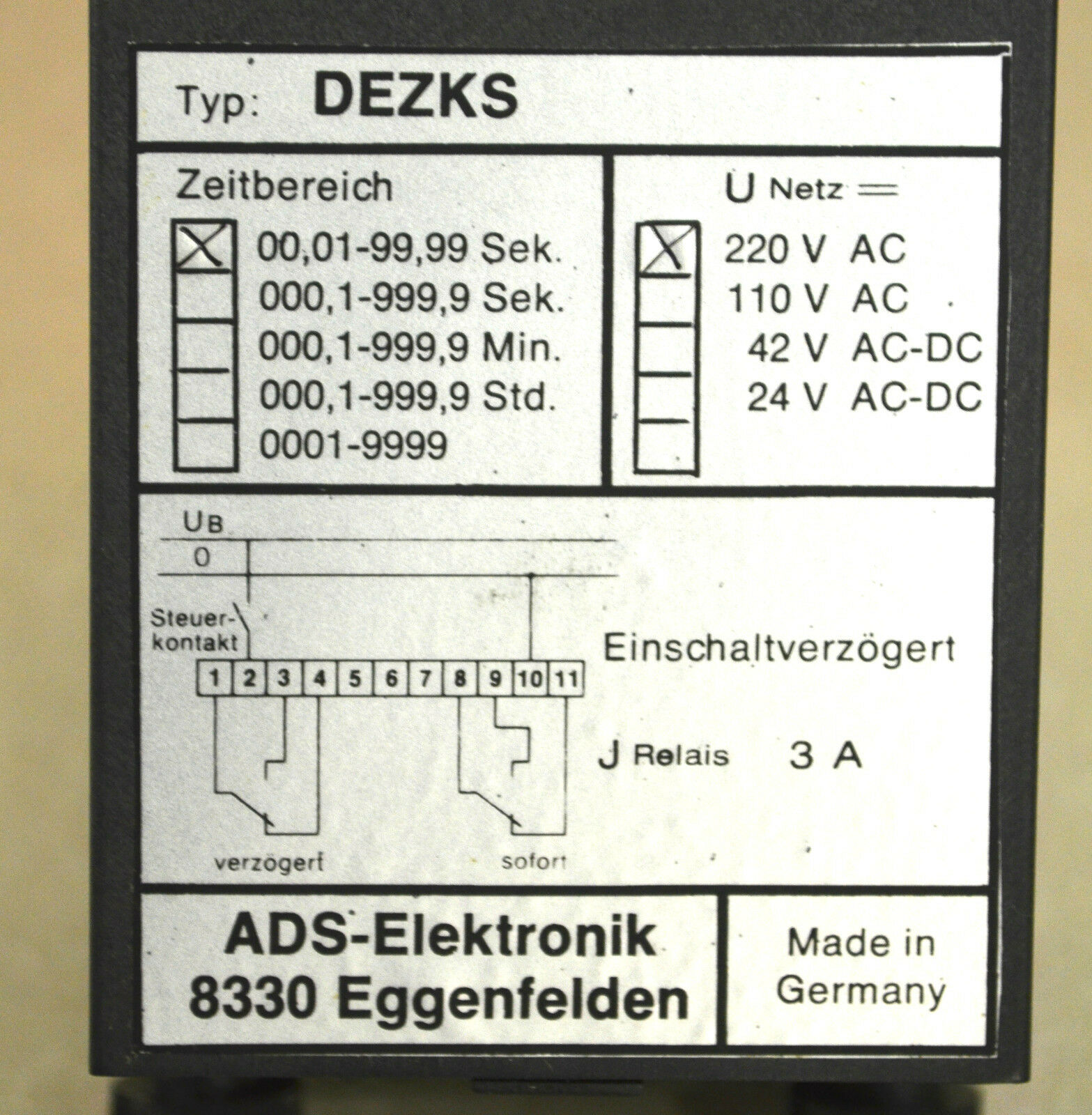 ADS DEZK S  220V 电子数字时间继电器 