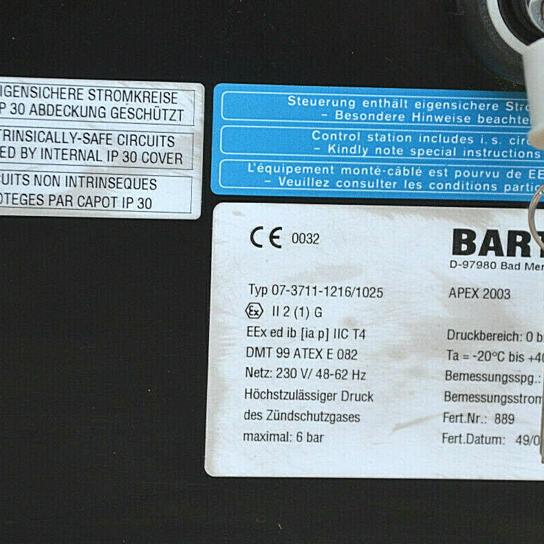 Bartec Apex 2003 Steuerger？T 07-3711-1216/