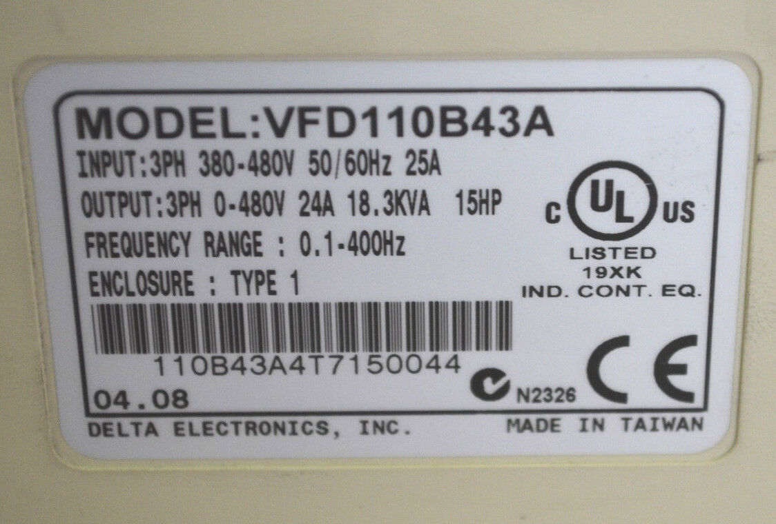 台达 VFD110B43A 380V 11Kw变频器 