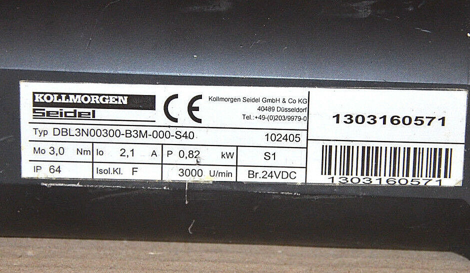Kollmorgen DBL3N00300-B3M-000-S40伺服电机0,82kW 3000U/min 