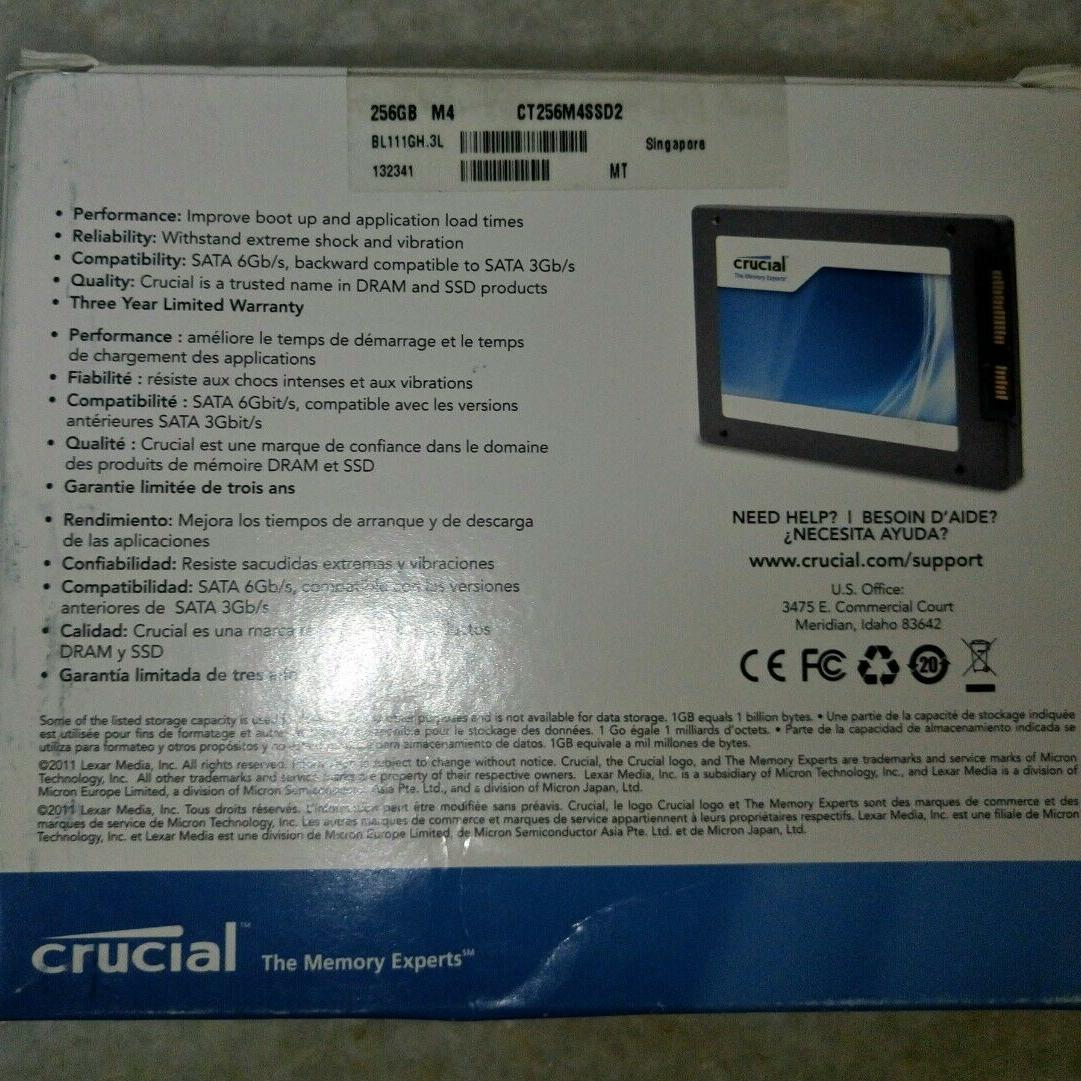 英睿达 ct256m4ssd2 m4 2.5" 256gb SATA III MLC 内置固态硬盘