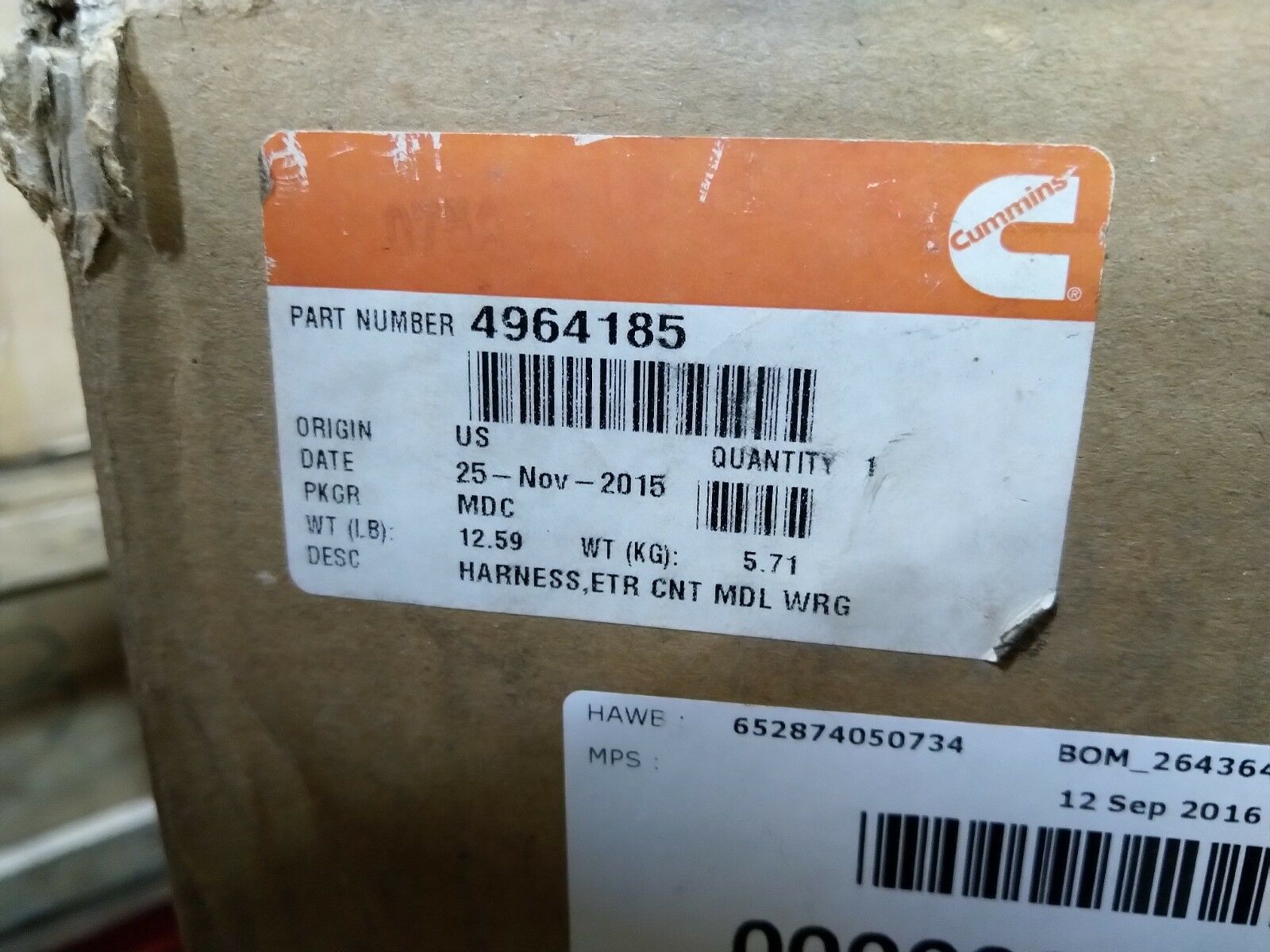 康明斯 4964185 OEM ETR Cnt Mdl Wrg线束