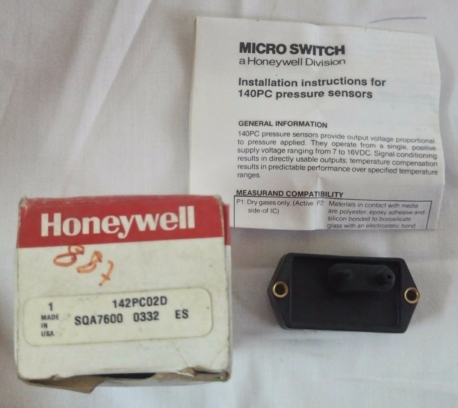 Honeywell 142pc02d 压力传感器件不同规格信号状况新 