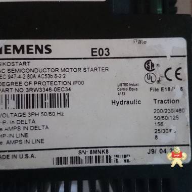 Seimens sikostart 3rw3346-0ec34 交流半导体电机起动器 