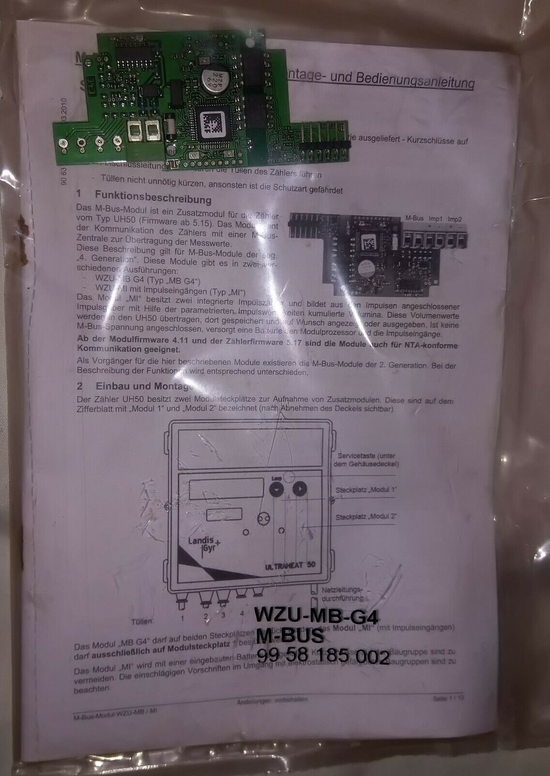 Wzu-mb-g4 - M-bus 模块适用于热/冷却能源仪表、 4 代 
