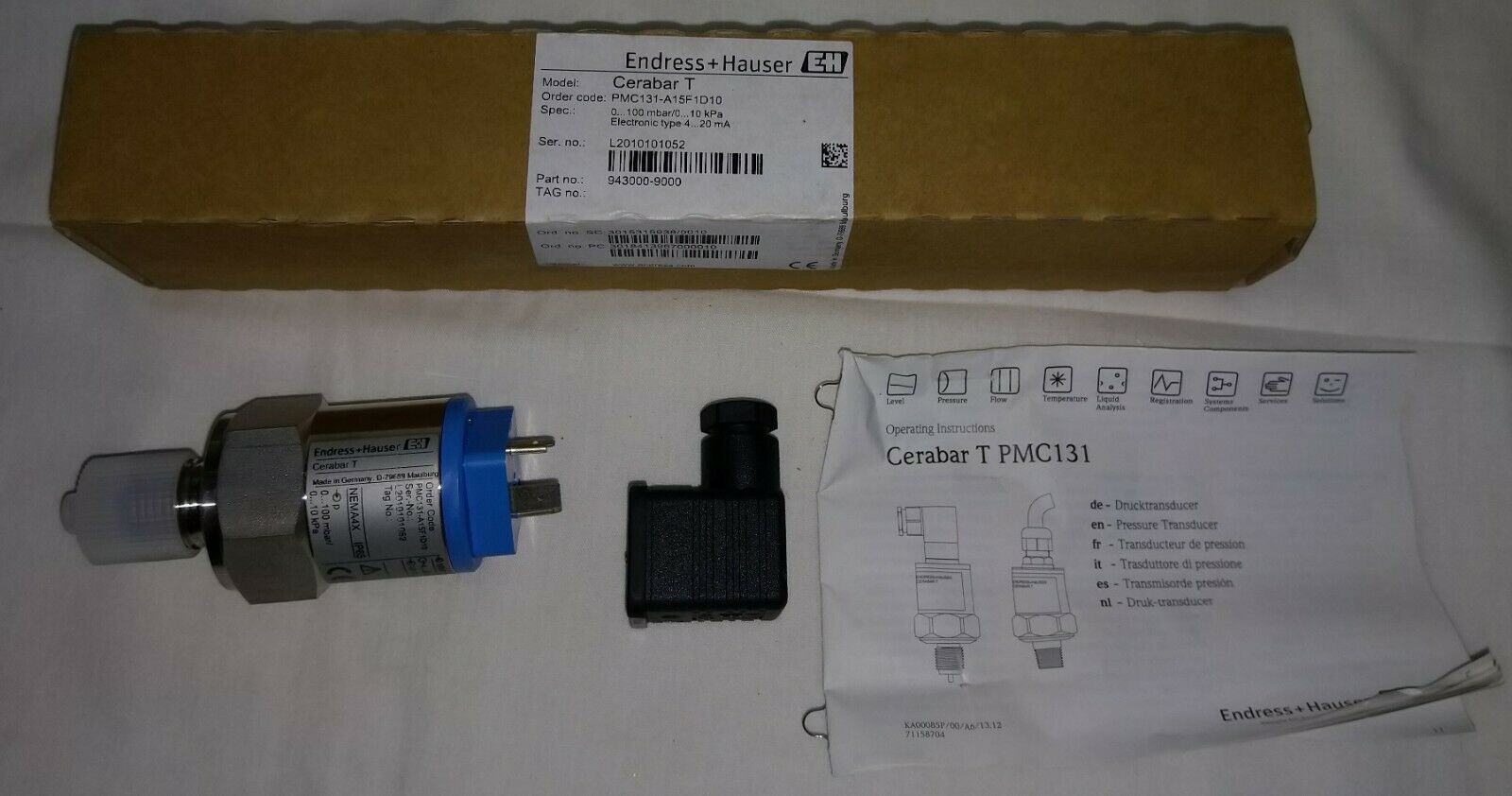 恩德斯豪斯、豪瑟 pmc131-a15f1d10 cerabar T 压力变送器 ， 0-100 mbar，