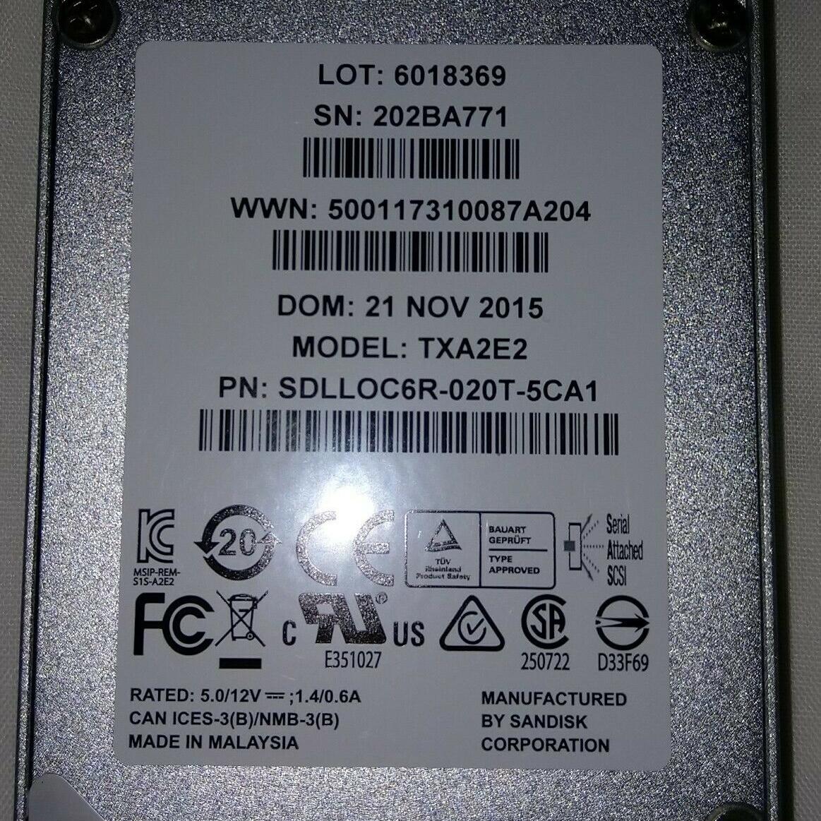 闪迪 Optimus ECO 1.6tb txa2e2 SAS 2.5" 固态硬盘 sdlloc 6r-020