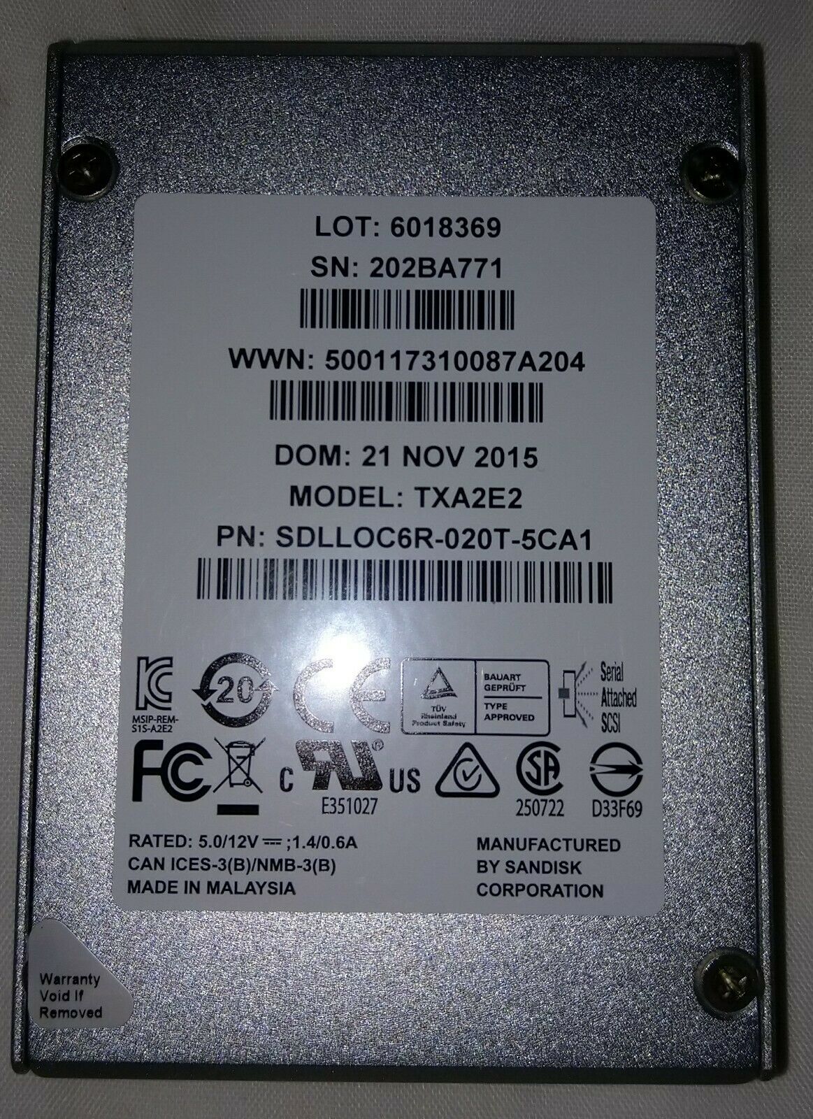 闪迪 Optimus ECO 1.6tb txa2e2 SAS 2.5" 固态硬盘 sdlloc 6r-020 