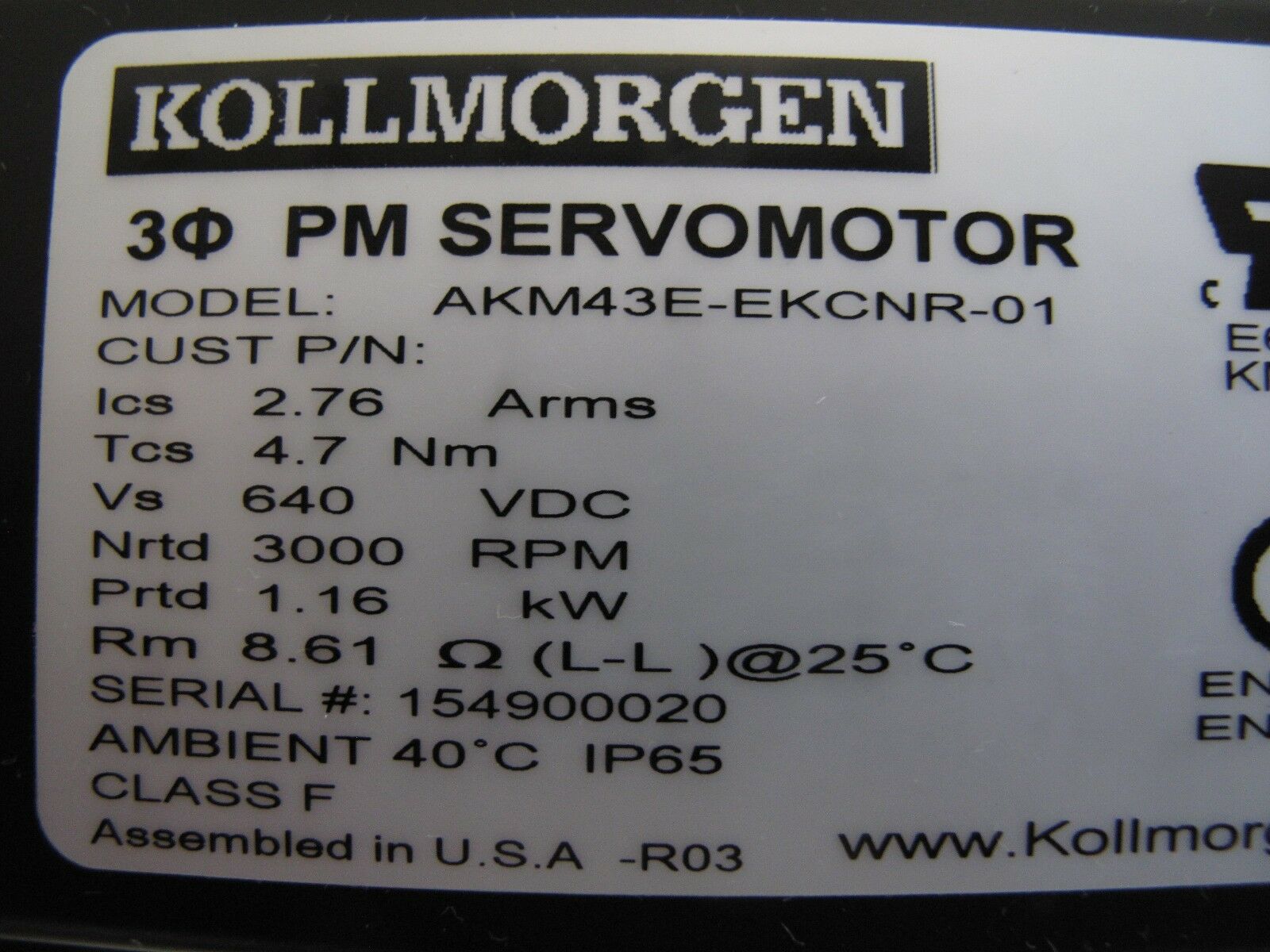 KOLLMORGENAKM43E-EKCNR服务发动机AKM43E-EKCNR,KOLLMORGEN,KOLLMORGENAKM43E-EKCNR服务发动机