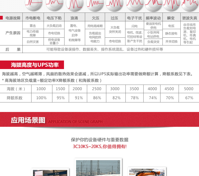 深圳山特在线式UPS不间断电源3C15KS 1长延时主机 需外接192VDC电池组使用 