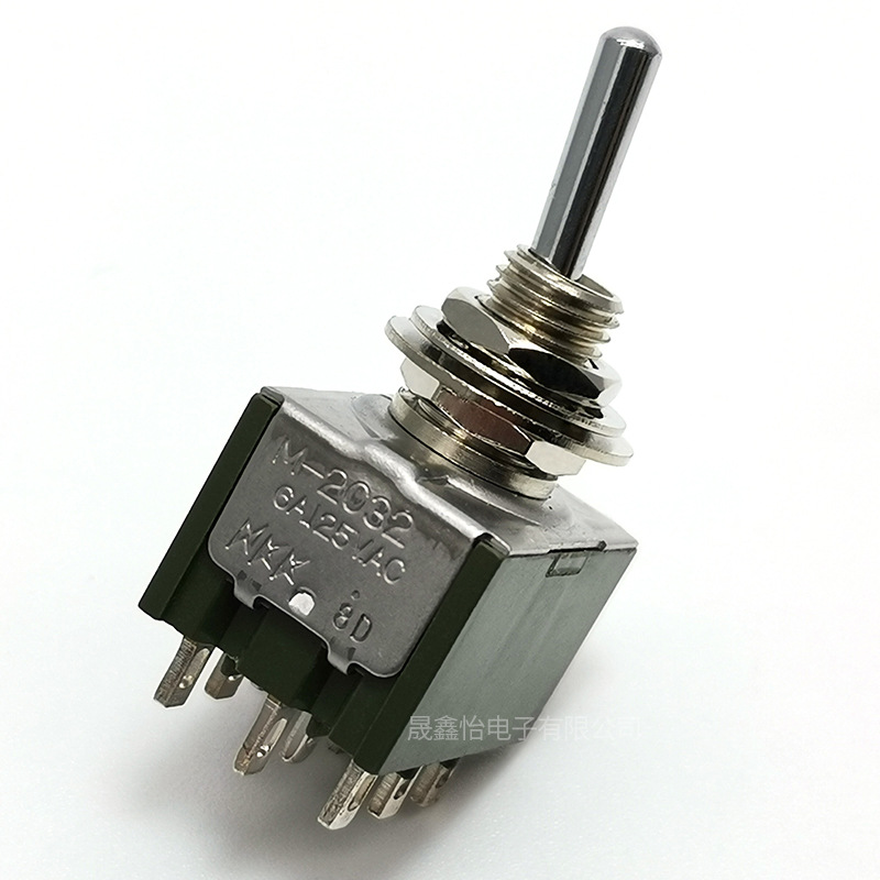 日开 M-2032 9脚2档 ON-ON NKK 摇臂钮子汽车飞机开关开孔6MM