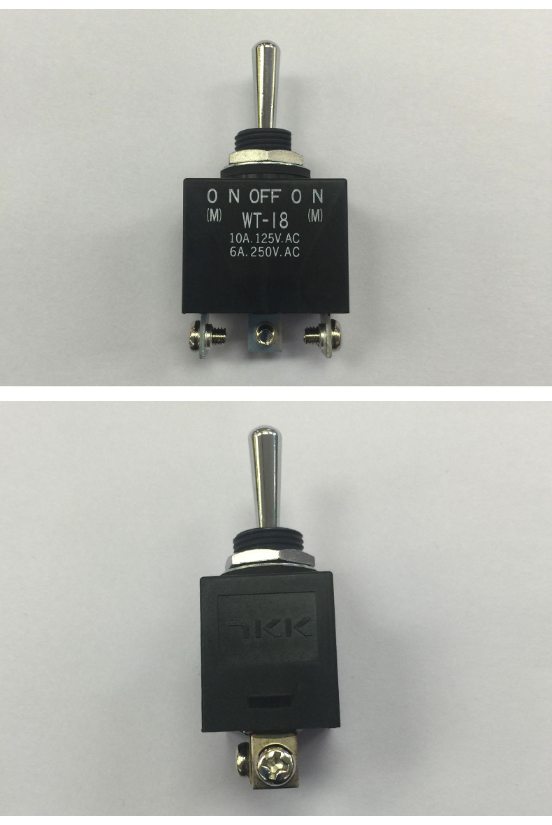 日本原装nkkwt-i5钮子开关 3脚2档单边复位钮子摇臂开关