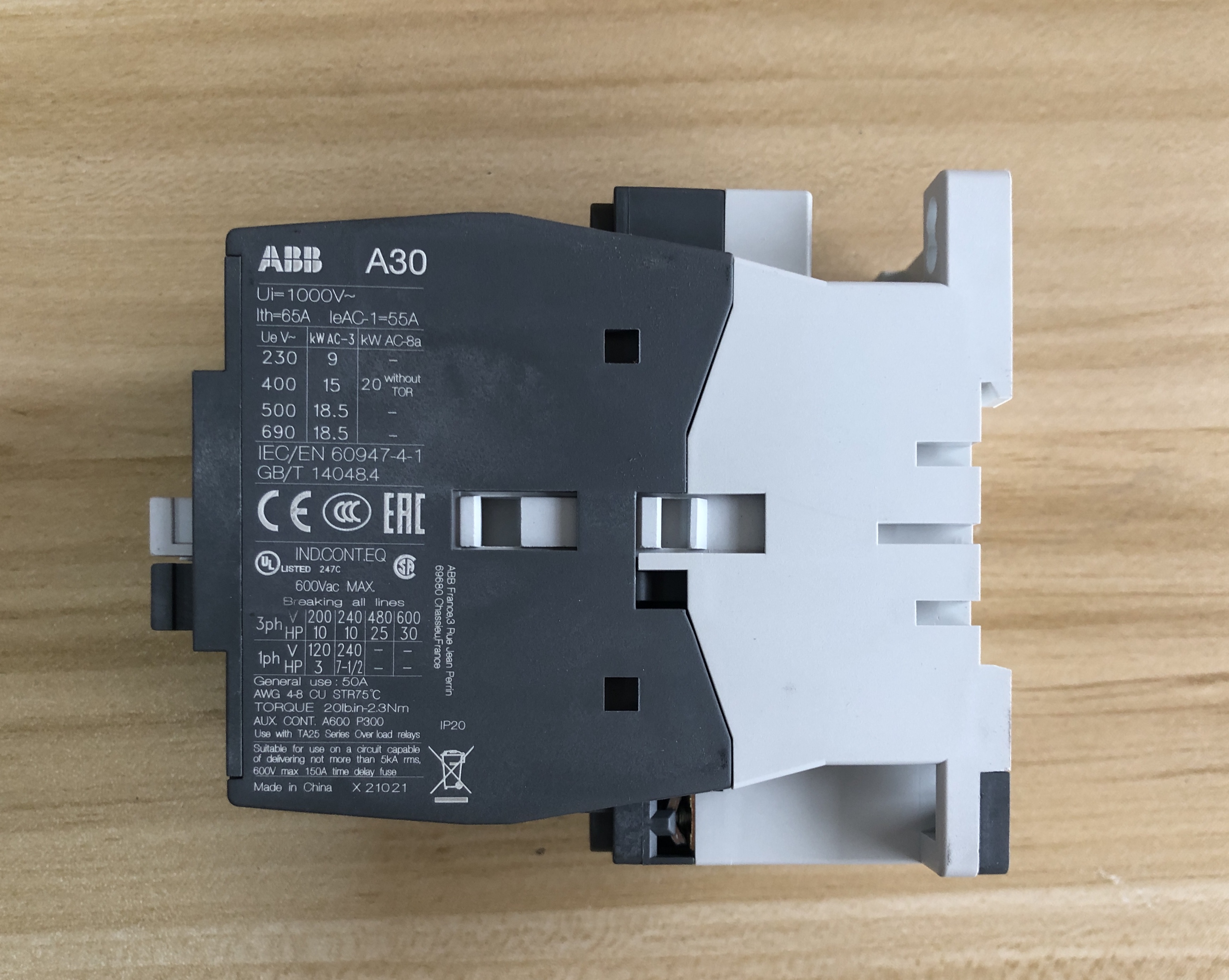 ABB交流接触器A30-30-10 30A 220V380V-