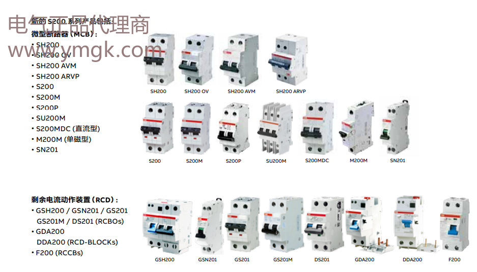 ABB微型断路器S263-C1 S263-C2 S263-C3 S263-C4 S263-C6 S263-C10 S263-C16 S263-C20
