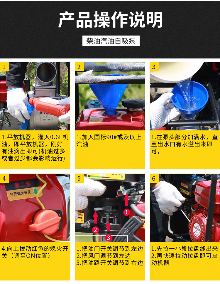 高扬程农用灌溉抽水机 汽油柴油高压消防自吸泵 4寸柴油泵 