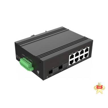 10G端口入门级全千兆非网管型卡轨式交换机 千兆2光8电工业级以太网交换机8口千兆级联型工业以太网交换机 