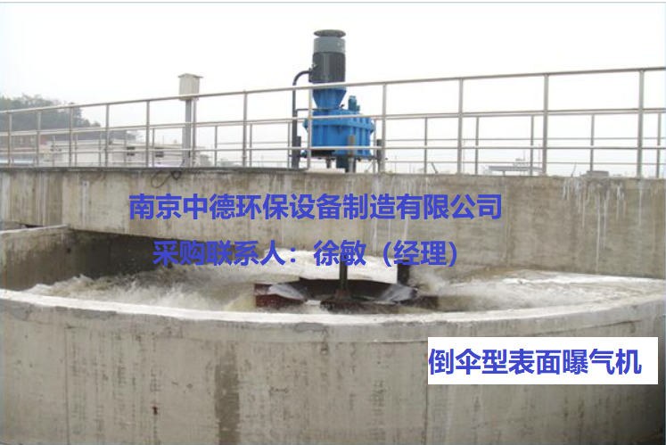 倒伞型曝气机工作原理及结构特点；南京中德环保倒伞型表面曝气机安装选型及结构概述；DSB2850倒伞立式表面曝气机外形尺寸及安装基础图