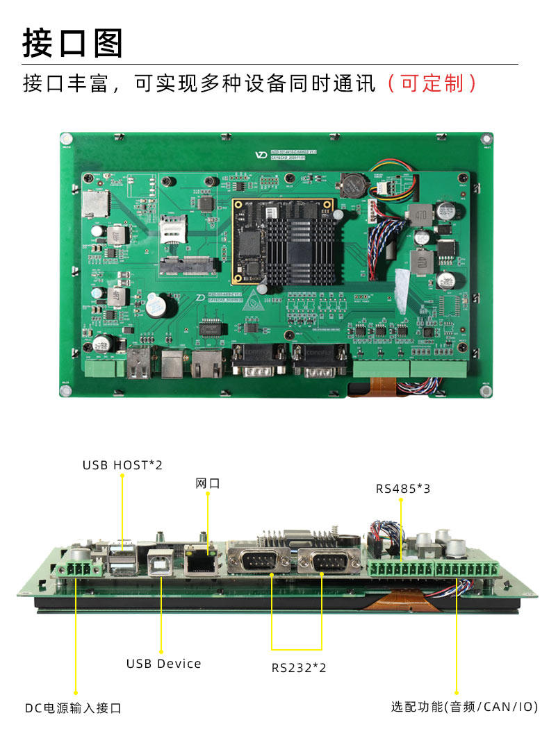 10寸嵌入式 Linux工业平板电脑开发板电容触摸屏一体机无壳模组 