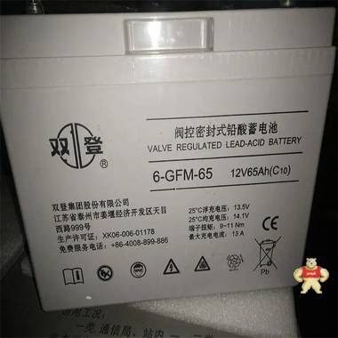 双登蓄电池6-GFM-65阀控密封式铅酸12V65AH UPS/EPS电源配套电池 机房UPS电源用,阀控式铅酸免维护,消防及安全防卫系统电源,应急照明消防系统,储能备用电池