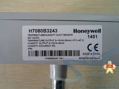 现货Honeywell霍尼韦尔 H7080B3243 风管式温湿度变送器4mA-20mA 