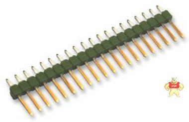 TE  系列 2.54mm節(jié)距 8路 (1排) 直向 PCB 針座, 焊接端接, 