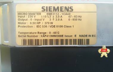 二手西門子SIEMENS 變頻器 6SE3112-1CA40 