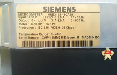 二手西门子SIEMENS 变频器 6SE3112-1CA40 