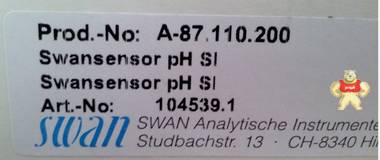 瑞士SWAN 水质分析仪PH电极A87.110.200 