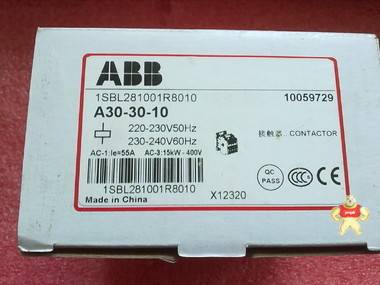 全新ABB低压电器 接触器 A30-30-10 
