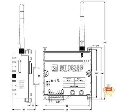 WTD836G 远程I/O模块 WiFi无线 Modbus-TCP网关 